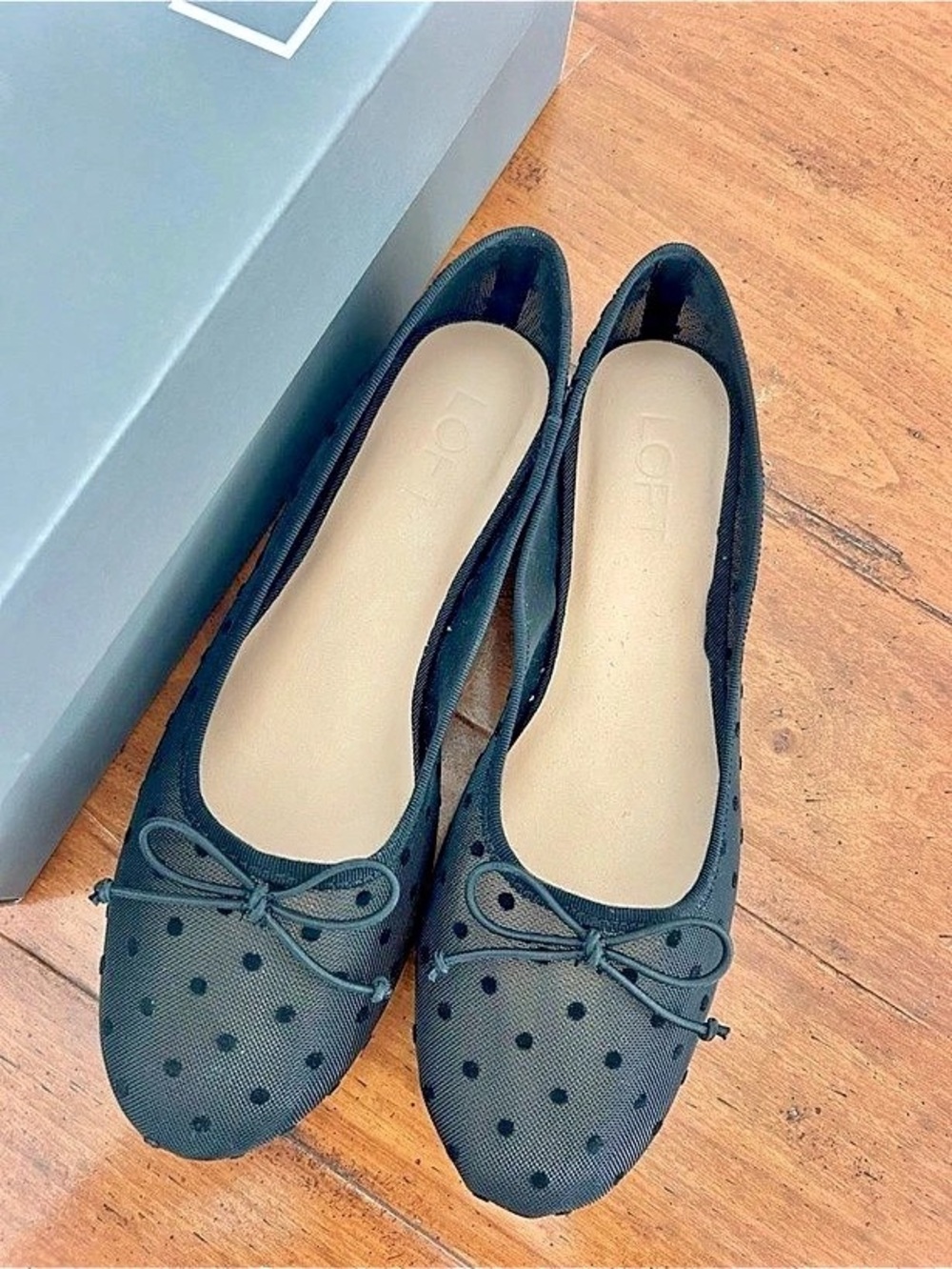 LOFT Black Polka Dot Ballet Flats